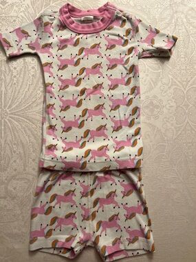 Hanna Andersson Pink Unicorn 100% Organic Cotton Short Pajama Set